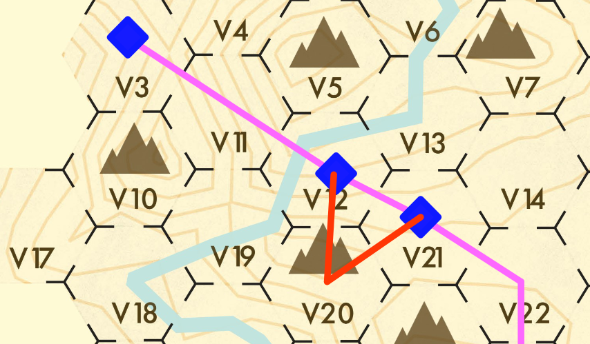 Session 1 of the party on the hex map