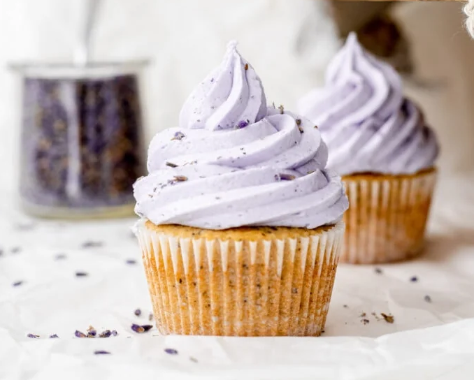 Image of earl grey cupcakes with lavender icing