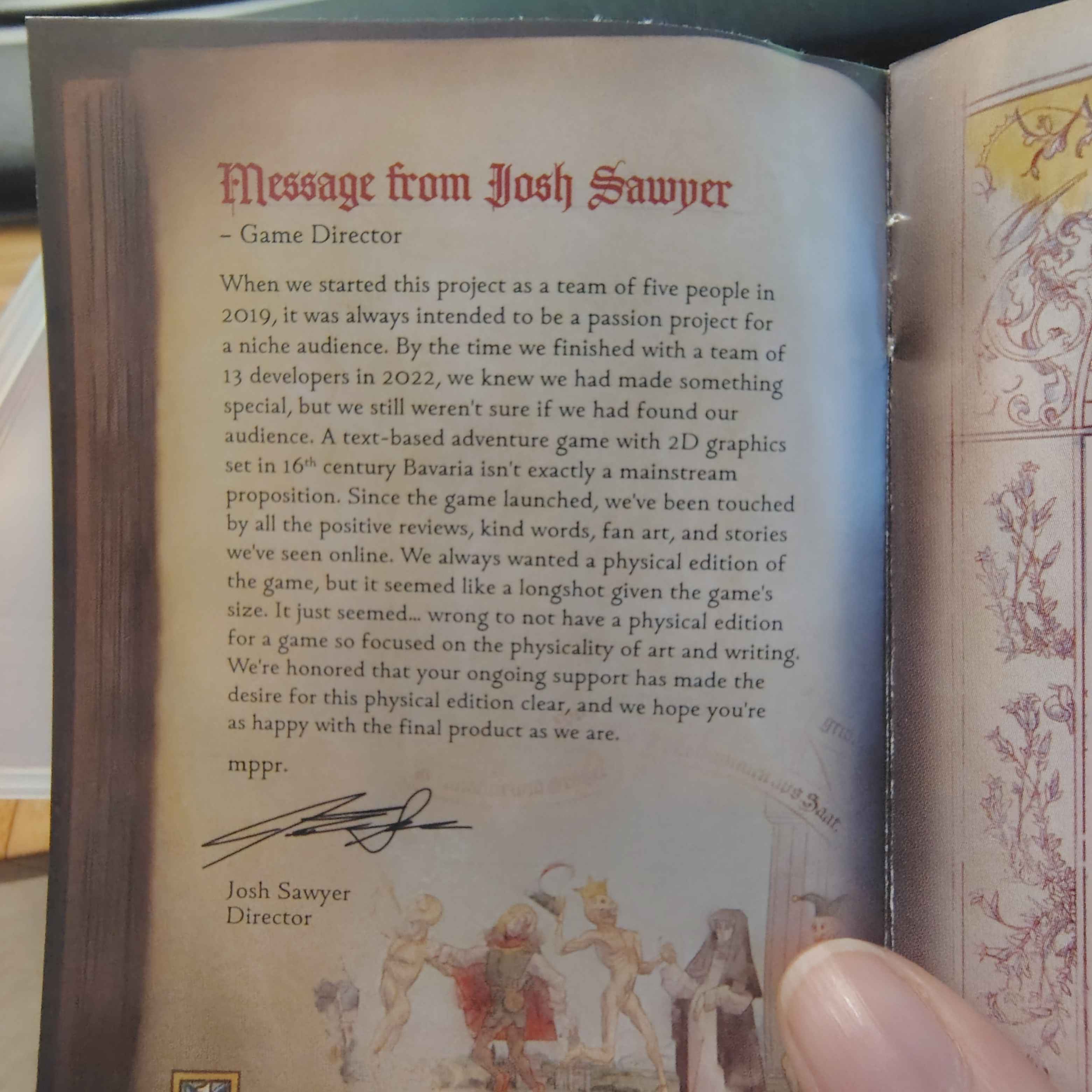 Image of Josh Sawyer's Letter